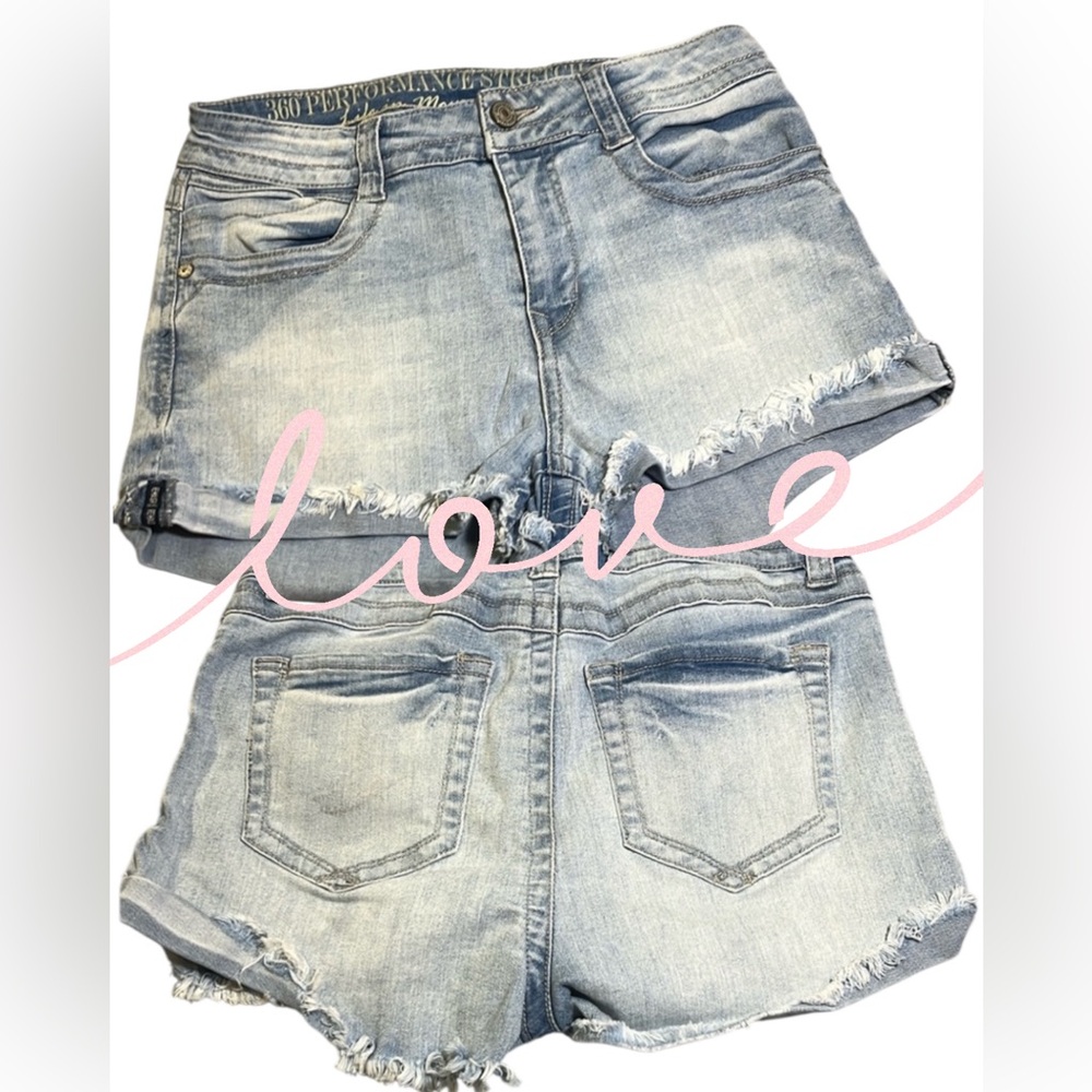 REWASH Light Wash Distressed Cutoff Denim Shorts Size 7/28